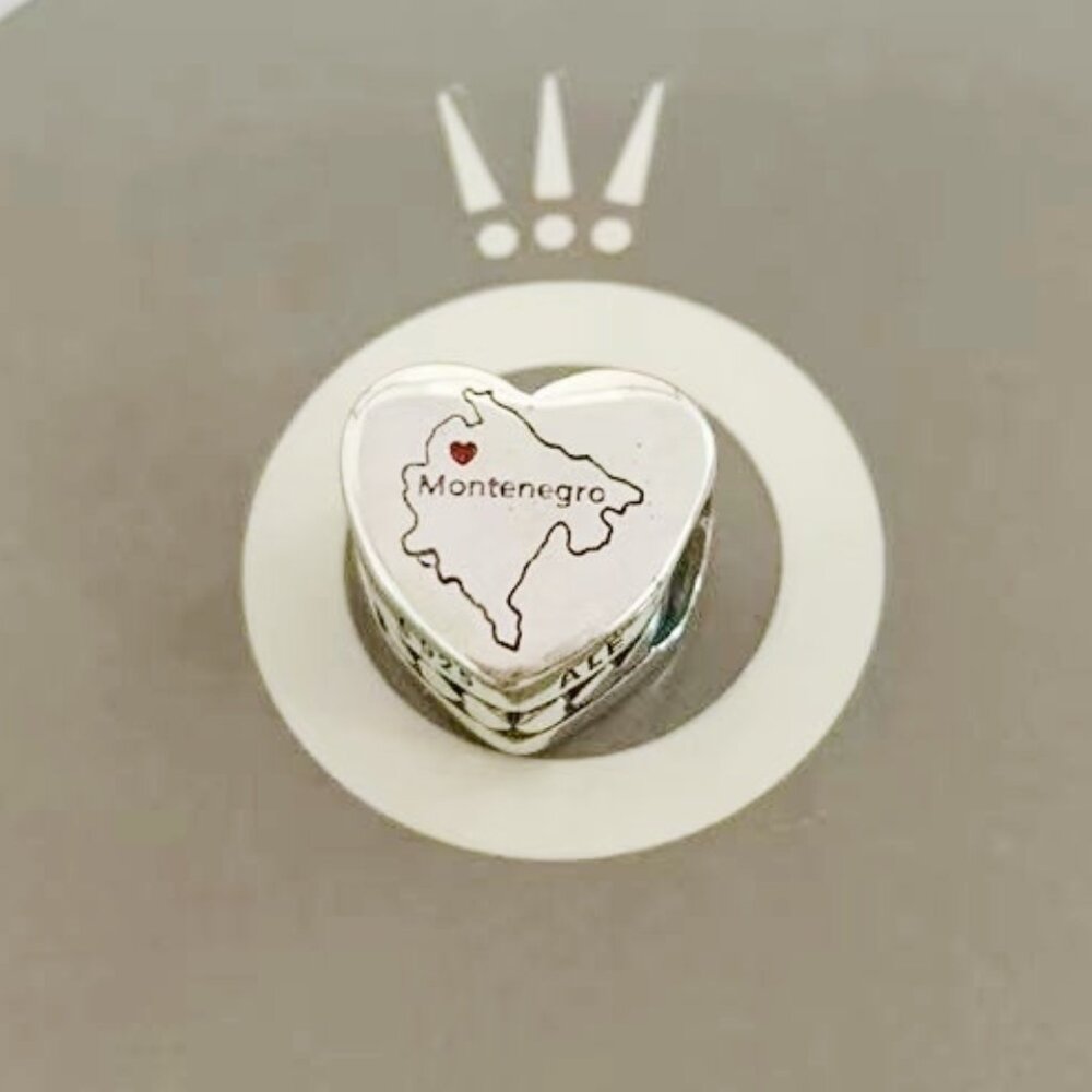 Pandora Montenegro Map I Love Montenegro Heart Charm